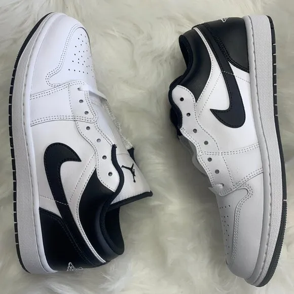 Nike Air Jordan 1 Low White Black Mens Casual Shoes 553558-132 NEW Size 10