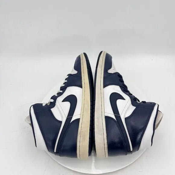 Nike Air Jordan 1 Mid Men Size 10.5 554724 174 White Metallic Gold Obsidian Shoe
