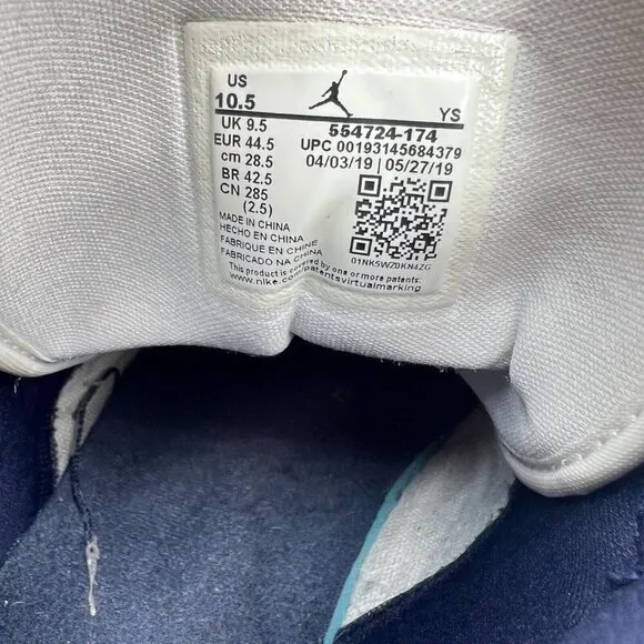 Nike Air Jordan 1 Mid Men Size 10.5 554724 174 White Metallic Gold Obsidian Shoe