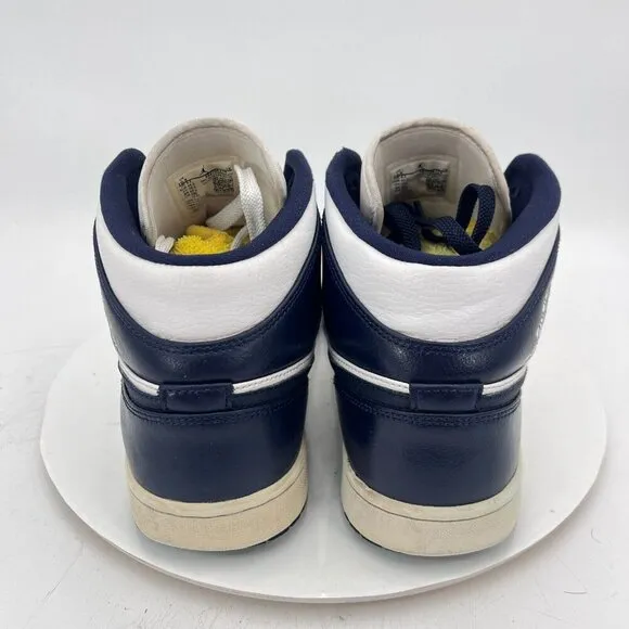 Nike Air Jordan 1 Mid Men Size 10.5 554724 174 White Metallic Gold Obsidian Shoe