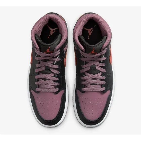 Nike Air Jordan 1 Mid Shoes Sky J Mauve Black Orange Men Size 10 FB9911-008