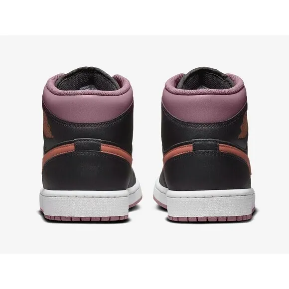 Nike Air Jordan 1 Mid Shoes Sky J Mauve Black Orange Men Size 10.5 FB9911-008