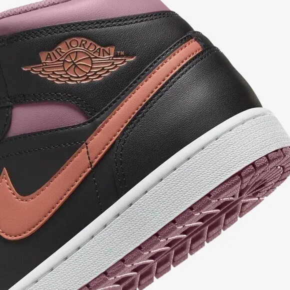 Nike Air Jordan 1 Mid Shoes Sky J Mauve Black Orange Men Size 10.5 FB9911-008