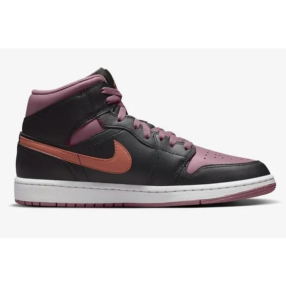 Nike Air Jordan 1 Mid Shoes Sky J Mauve Black Orange Men Size 10.5 FB9911-008