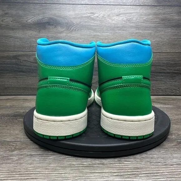 Nike Air Jordan 1 Mid Shoes Black Lucky Green Aquatone BQ6472-033 Women Sz 10.5
