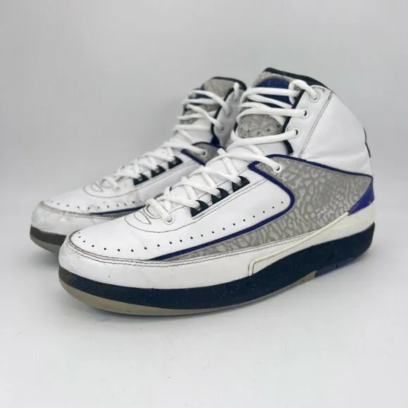 Nike Air Jordan 2 II Retro Men Sneaker Dark Concord White 385475-153 Sz 8