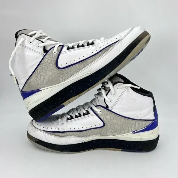 Nike Air Jordan 2 II Retro Men Sneaker Dark Concord White 385475-153 Sz 8