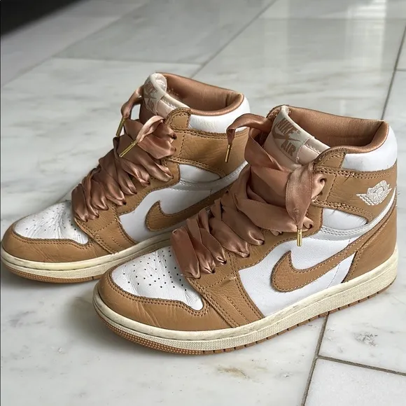 Nike Air Jordan Girls Shoes in Tan and White
