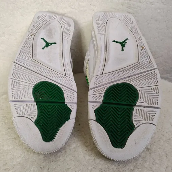 Nike Air Jordan Retro IV Men Sneakers 9.5 White Leather Lace Up Athletic Shoes