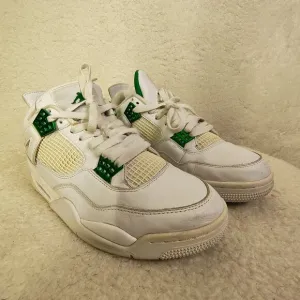 Nike Air Jordan Retro IV Men Sneakers 9.5 White Leather Lace Up Athletic Shoes