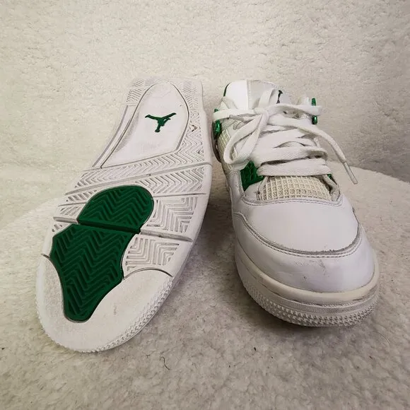 Nike Air Jordan Retro IV Men Sneakers 9.5 White Leather Lace Up Athletic Shoes
