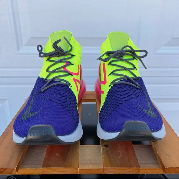Nike Air Max 270 Flyknit Regency Purple Volt Sneakers Shoes Men Size 12