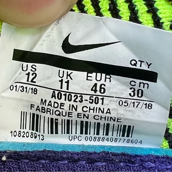 Nike Air Max 270 Flyknit Regency Purple Volt Sneakers Shoes Men Size 12