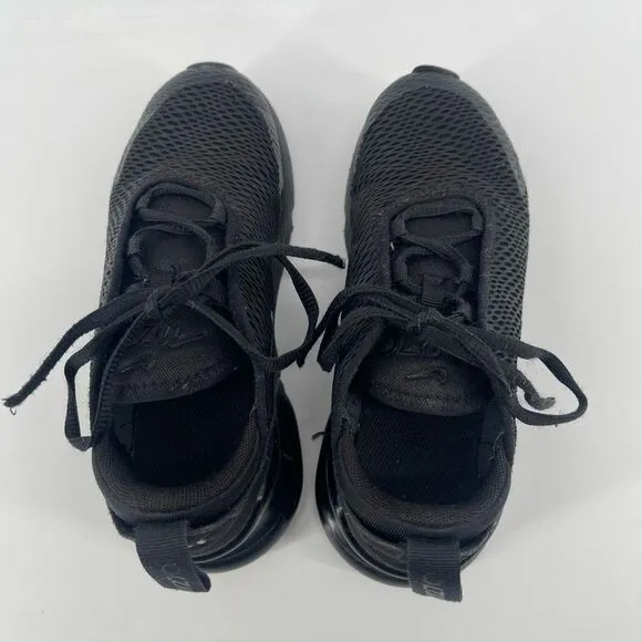 Nike Air Max 270 Little Kid’s Triple Black Lace Up Sneakers AO2372-006 Size 1Y