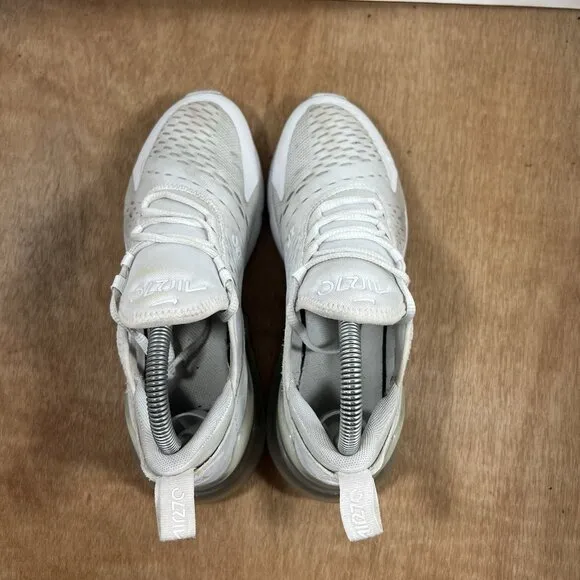 Nike Air Max 270 Women Size 6.5 Shoes White Metallic Silver 943345-103