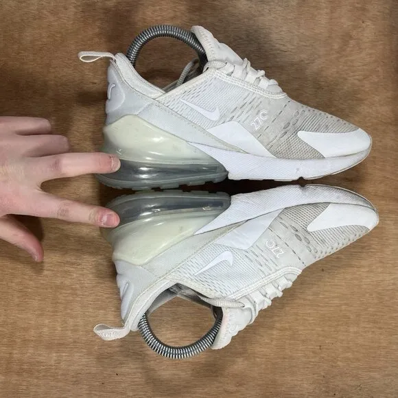 Nike Air Max 270 Women Size 6.5 Shoes White Metallic Silver 943345-103