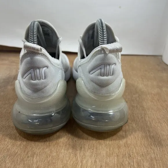 Nike Air Max 270 Women Size 6.5 Shoes White Metallic Silver 943345-103