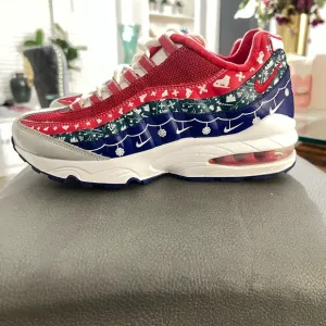 Nike Air Max 95 GS Ugly Christmas Sweater Red Multi Size 5.5Y Holiday Sneakers