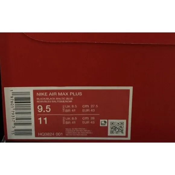 Nike Air Max Plus 'Shark Attack' Men Size 9.5 Blue Black Shoes HQ3824-001