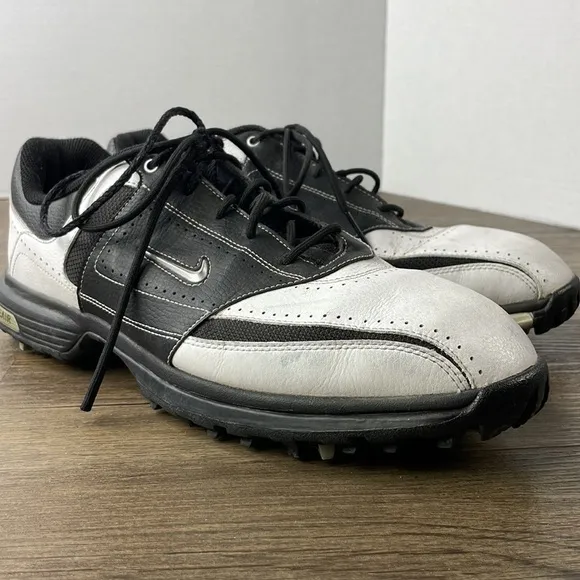 NIKE Air Tour Saddle Men US 9 White Black Golf Shoes  336050-103