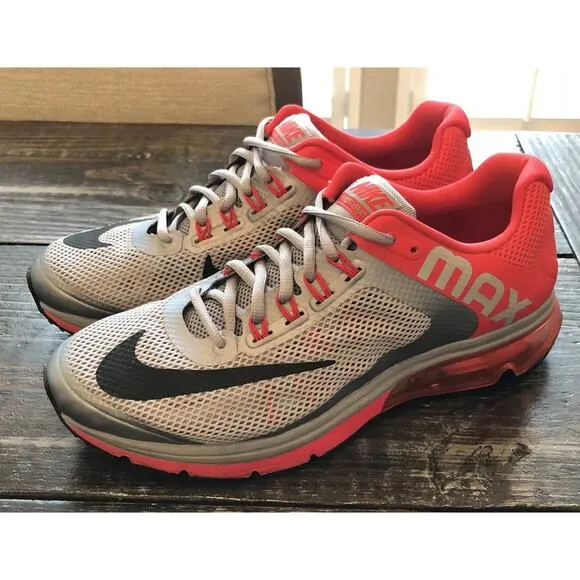 NIKE AIRMAX EXCELLERATE Grey Red Flex Run Shoes RARE Mens 9.5 Fast Ship