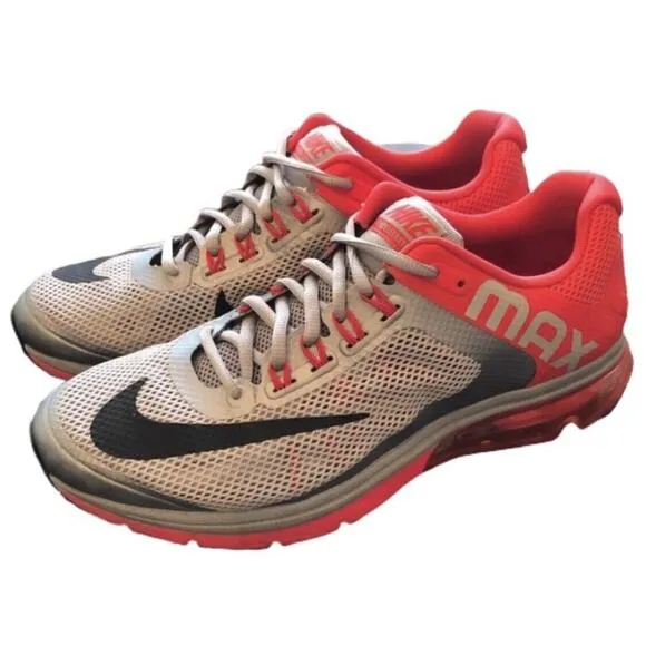 NIKE AIRMAX EXCELLERATE Grey Red Flex Run Shoes RARE Mens 9.5 Fast Ship