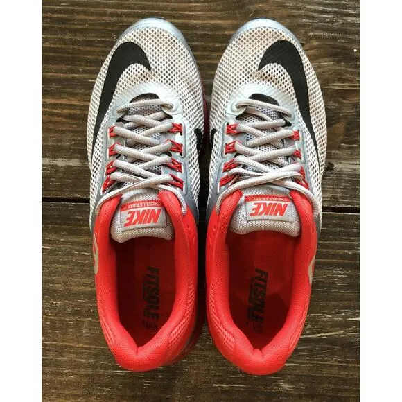 NIKE AIRMAX EXCELLERATE Grey Red Flex Run Shoes RARE Mens 9.5 Fast Ship