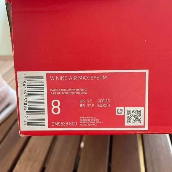 Nike Air Max SYSTEM Barely Rose Pink Oxford Women Size 8(DM9538-600)