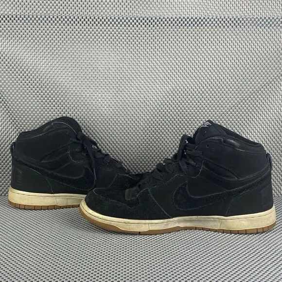 Nike Big Lux High Shoes Mens Size 12 Black Suede Logo Lace Up Athletic Shoes