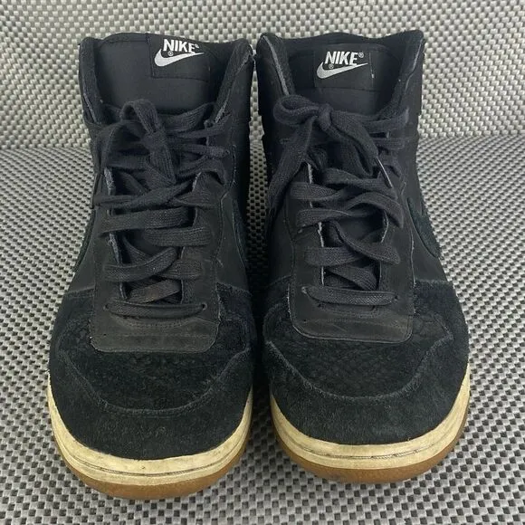 Nike Big Lux High Shoes Mens Size 12 Black Suede Logo Lace Up Athletic Shoes