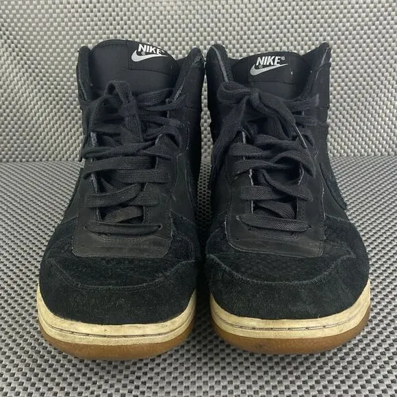 Nike Big Lux High Shoes Mens Size 12 Black Suede Logo Lace Up Athletic Shoes