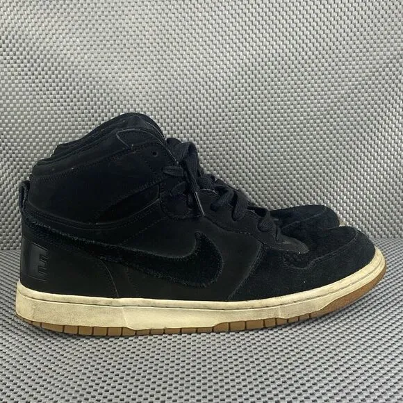 Nike Big Lux High Shoes Mens Size 12 Black Suede Logo Lace Up Athletic Shoes