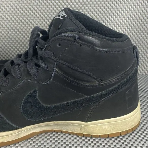 Nike Big Lux High Shoes Mens Size 12 Black Suede Logo Lace Up Athletic Shoes
