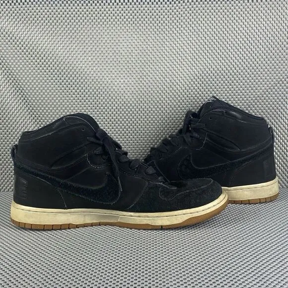 Nike Big Lux High Shoes Mens Size 12 Black Suede Logo Lace Up Athletic Shoes