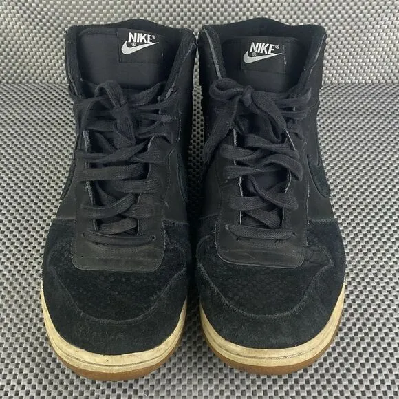 Nike Big Lux High Shoes Mens Size 12 Black Suede Logo Lace Up Athletic Shoes