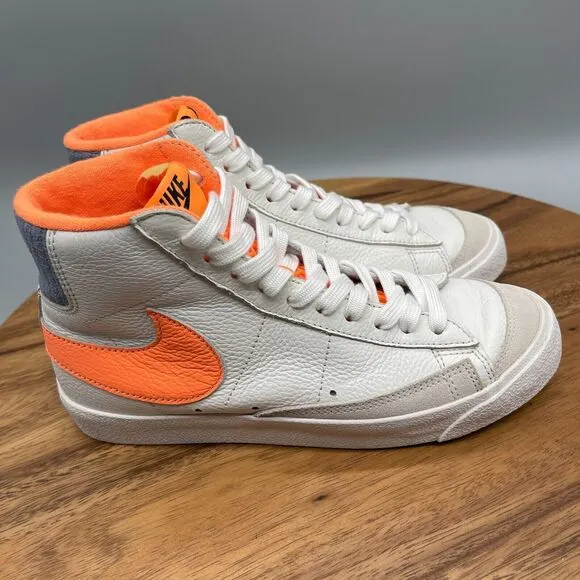 Nike Blazer Mid '77 Shoes Men Size 5.5 High Top Sneakers Orange White D07398-991