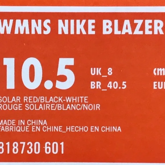 Nike Blazer Solar Red Black White Rouge Solaire Shoes