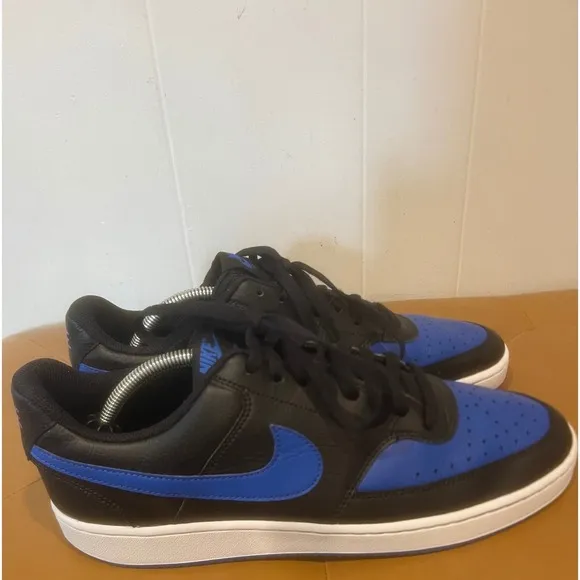 Nike Court Vision Low Sneakers - Black Blue Leather Casual Shoes Men's Size 11