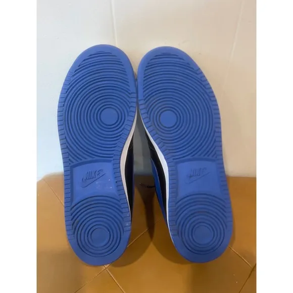 Nike Court Vision Low Sneakers - Black Blue Leather Casual Shoes Men's Size 11