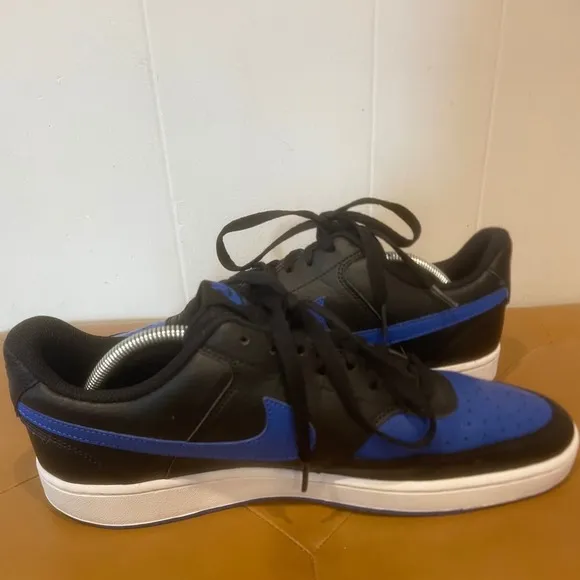 Nike Court Vision Low Sneakers - Black Blue Leather Casual Shoes Men's Size 11