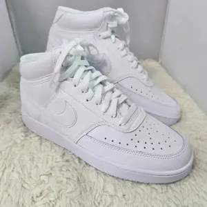 Nike Court Vision Mid Basketball Shoes Women's 10 White on White Casual New