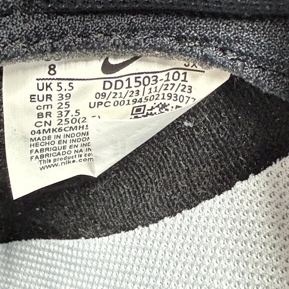 Nike Dunk Black Womens Casual Shoes DD1503-101 VNDS Sz 8