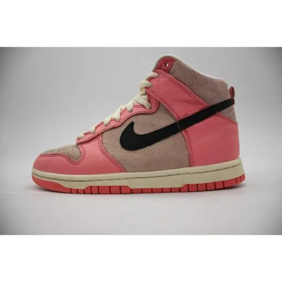 Nike Dunk High Women's Size 6 “Hoops Pack” Pink Leather Suede Shoes DX3359-600