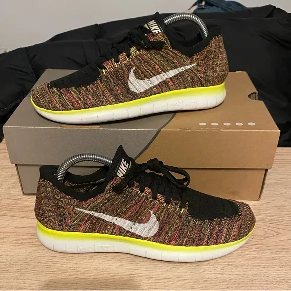 Nike Free Run Flyknit Men Running Shoes Multicolor - M 6 - W 7.5