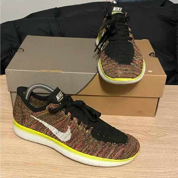 Nike Free Run Flyknit Men Running Shoes Multicolor - M 6 - W 7.5