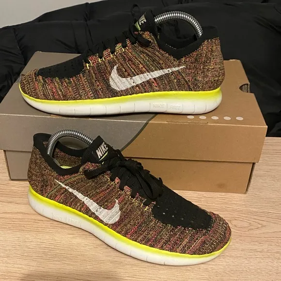 Nike Free Run Flyknit Men Running Shoes Multicolor - M 6 - W 7.5