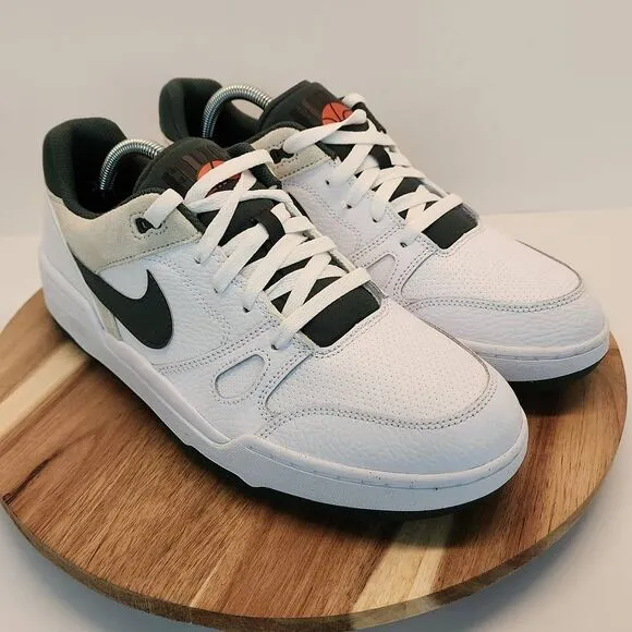 NIKE FULL FORCE LOW CASUAL SNEAKERS MENS SIZE 10 WHITE / DARK GREEN