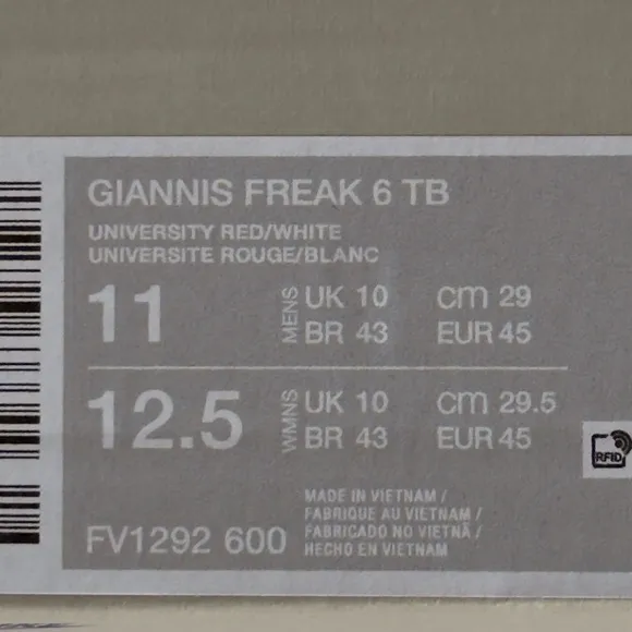 Nike Giannis Freak 6 TB University Red Size 11 Men’s