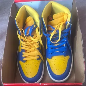 Nike Kids Air High-Top Sneakers - Blue and Yellow