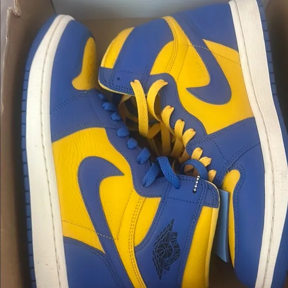 Nike Kids Air High-Top Sneakers - Blue and Yellow